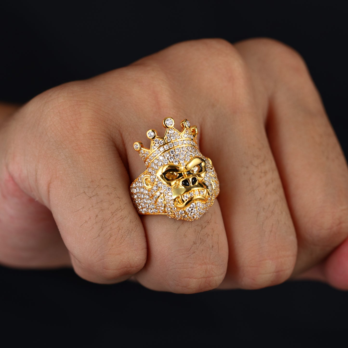 925 Silver Moissanite Crown Gorilla Head Ring for Men TQR0511