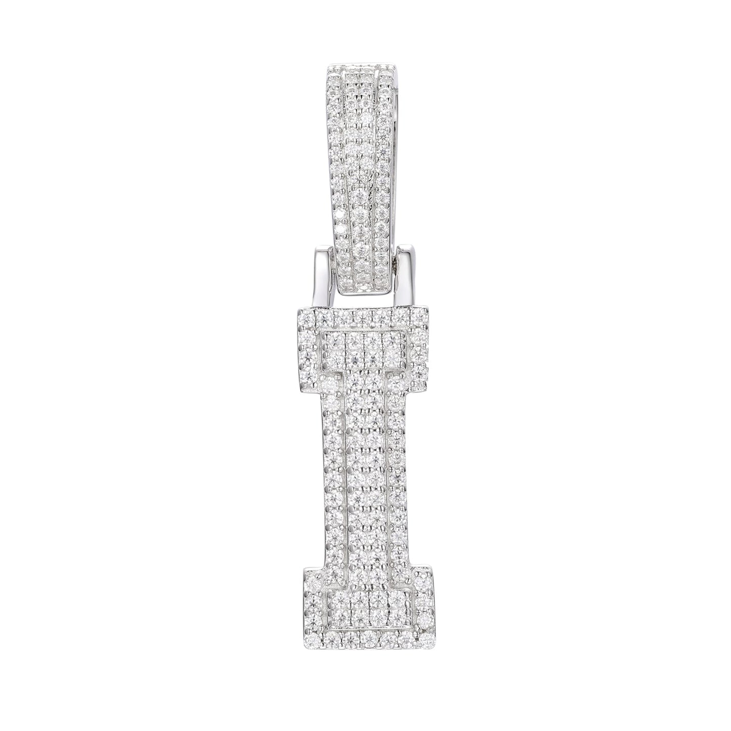 925 Silver Moissanite Iced Out Personalized A to Z Initial Pendant TQP0622