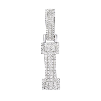 925 Silver Moissanite Iced Out Personalized A to Z Initial Pendant TQP0622
