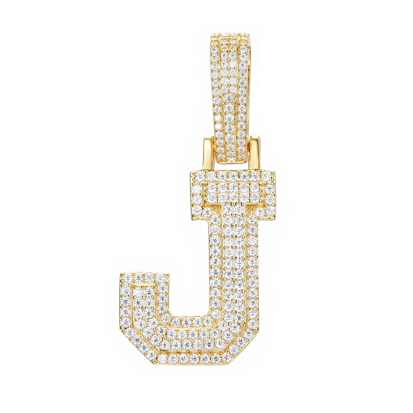 925 Silver Moissanite Iced Out Personalized A to Z Initial Pendant TQP0622