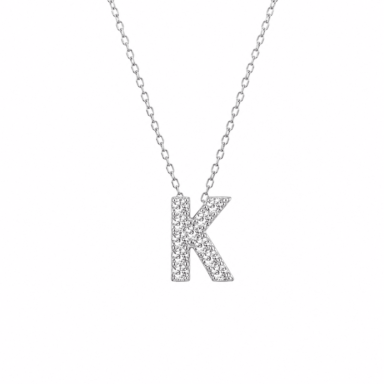 Petite Moissanite Initial Necklace A to Z TQP0398