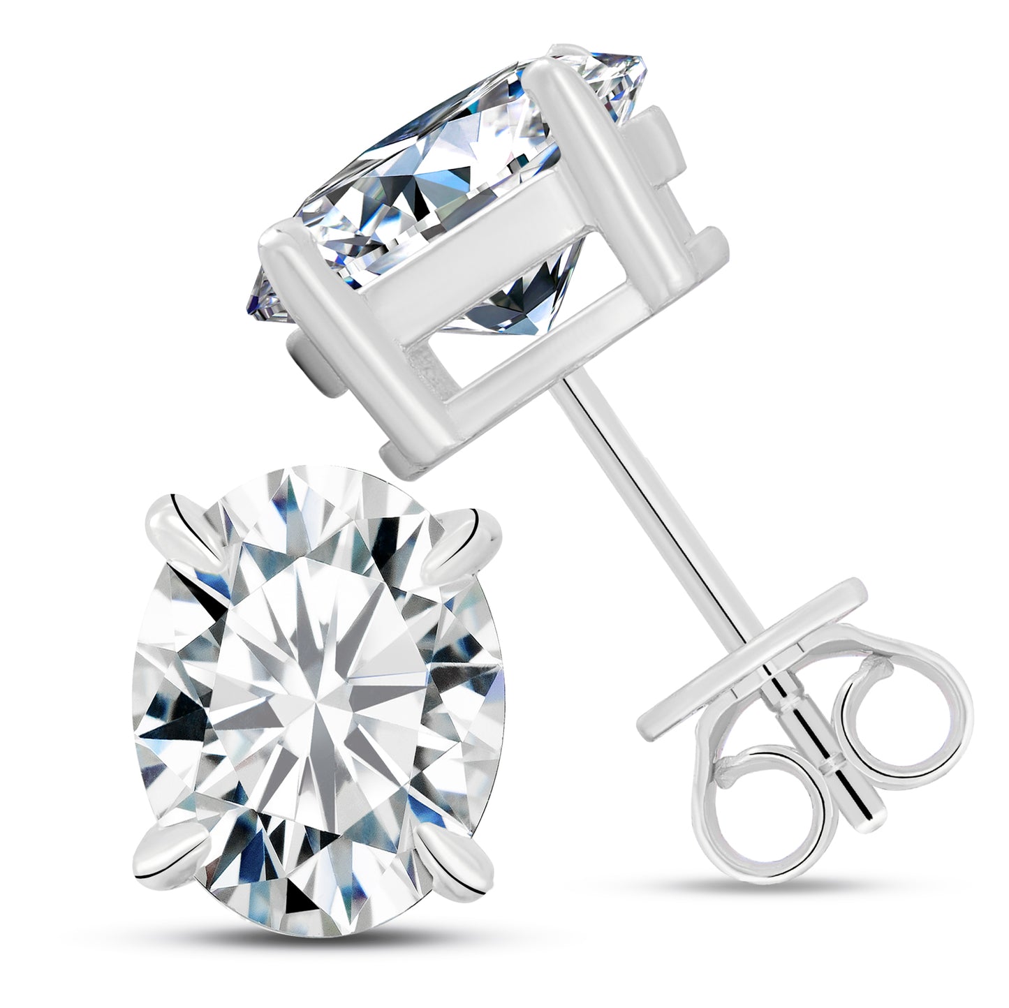 925 Silver Moissanite Oval Cut Solitaire Stud Earrings TQE0548