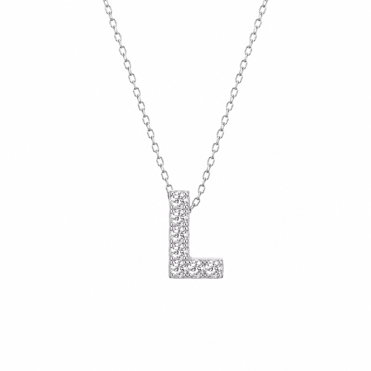 Petite Moissanite Initial Necklace A to Z TQP0398