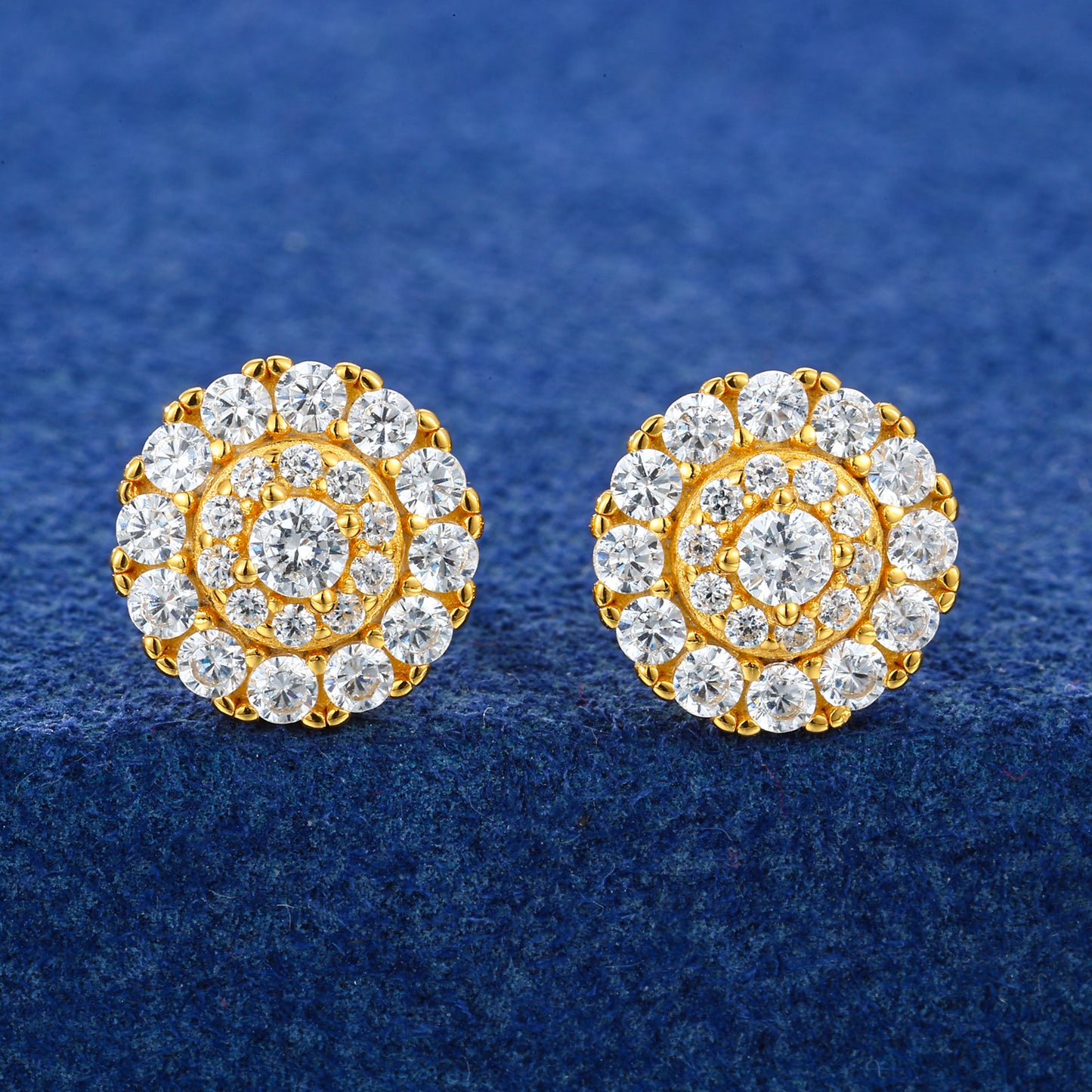 925 Silver Moissanite Rosette Halo Stud Earrings TQE0564