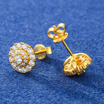 925 Silver Moissanite Rosette Halo Stud Earrings TQE0564