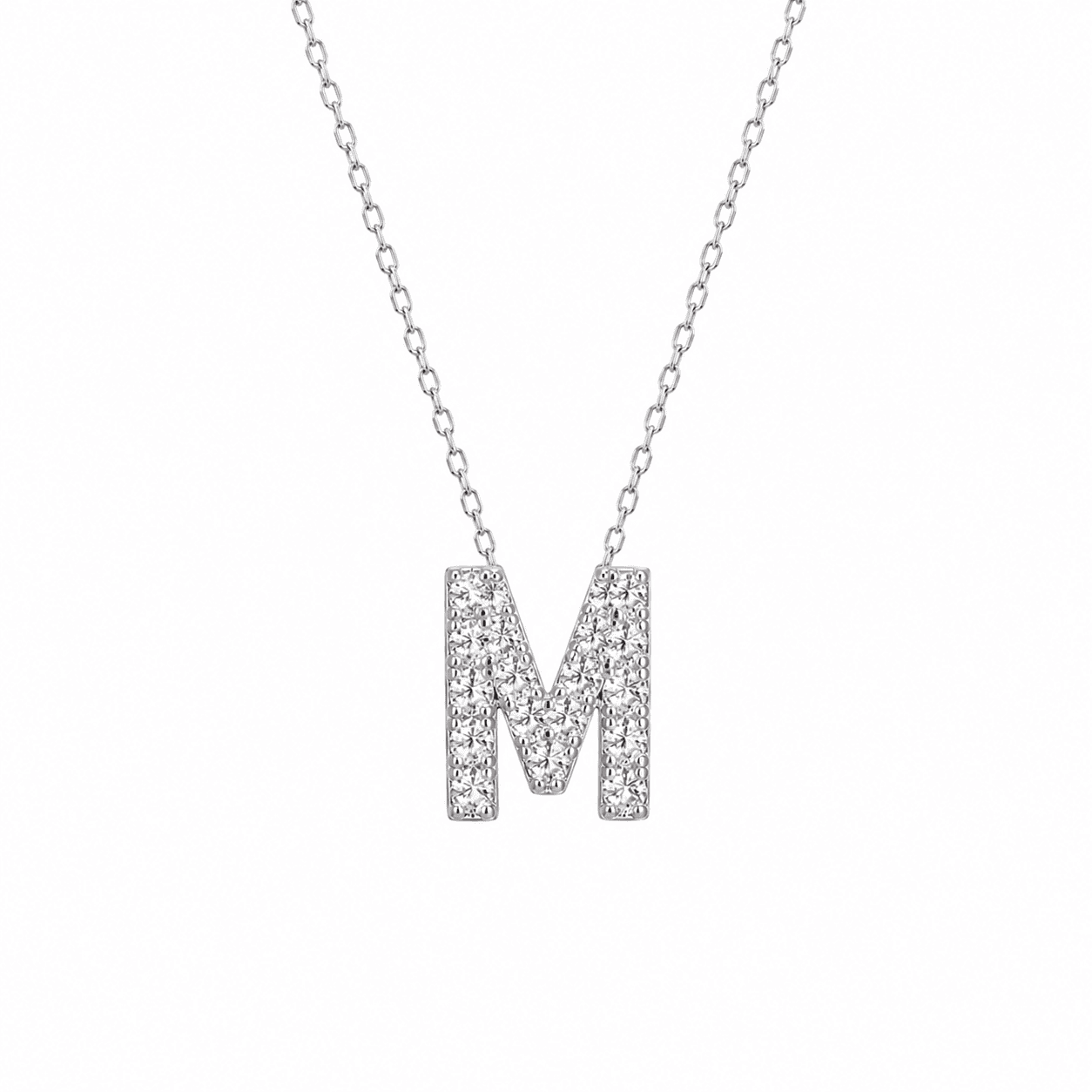Petite Moissanite Initial Necklace A to Z TQP0398