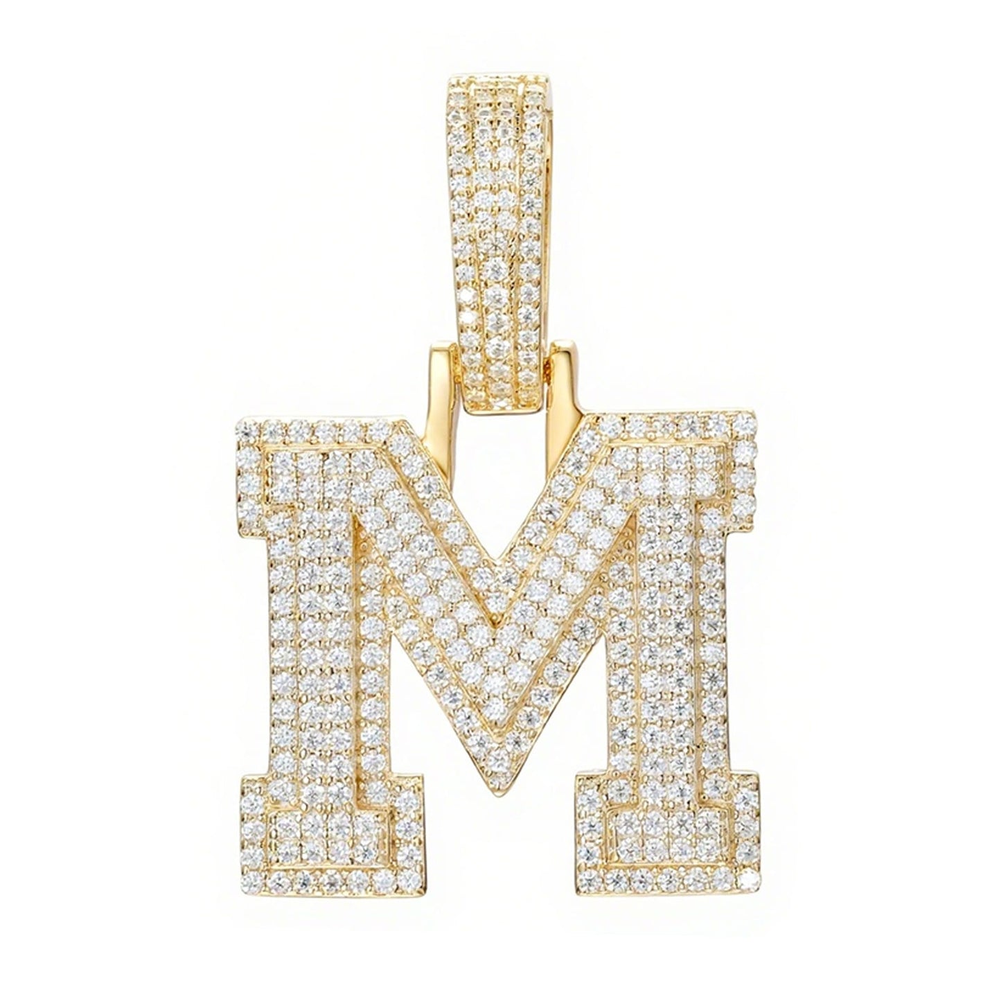 925 Silver Moissanite Iced Out Personalized A to Z Initial Pendant TQP0622
