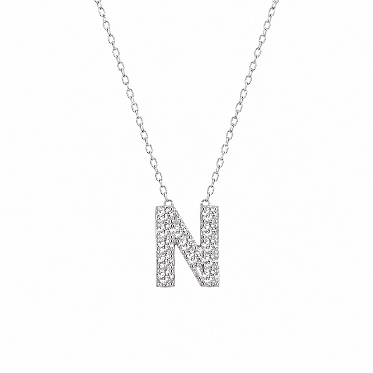 Petite Moissanite Initial Necklace A to Z TQP0398