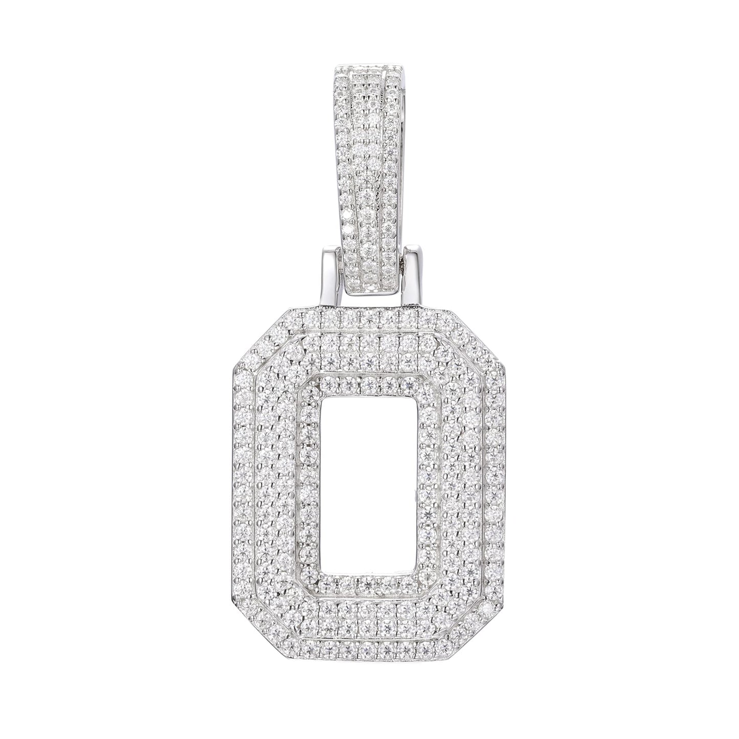 925 Silver Moissanite Iced Out Personalized A to Z Initial Pendant TQP0622