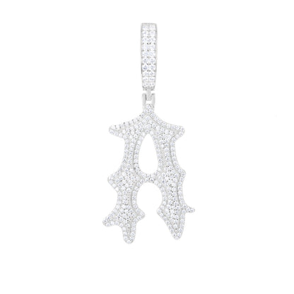 925 Silver Moissanite Drip Style A to Z Initial Letter Pendant TQP0590