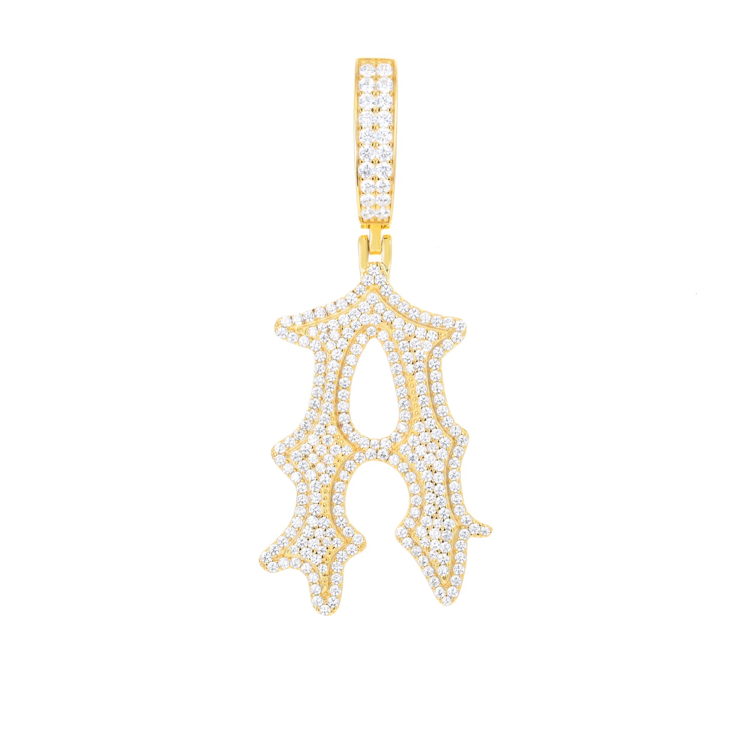 925 Silver Moissanite Drip Style A to Z Initial Letter Pendant TQP0590