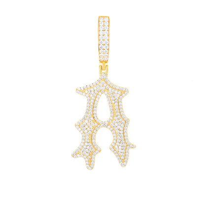 925 Silver Moissanite Drip Style A to Z Initial Letter Pendant TQP0590