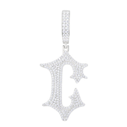 925 Silver Moissanite Drip Style A to Z Initial Letter Pendant TQP0590