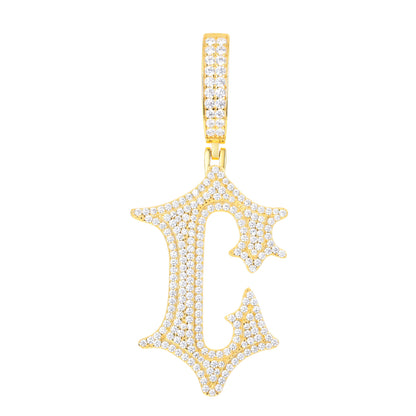 925 Silver Moissanite Drip Style A to Z Initial Letter Pendant TQP0590