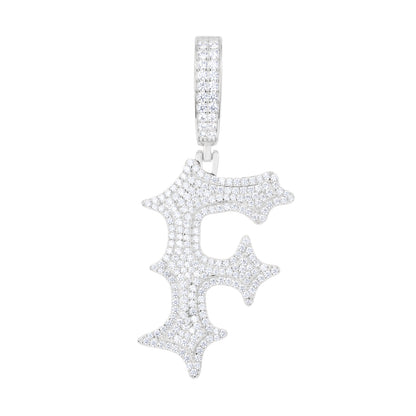 925 Silver Moissanite Drip Style A to Z Initial Letter Pendant TQP0590