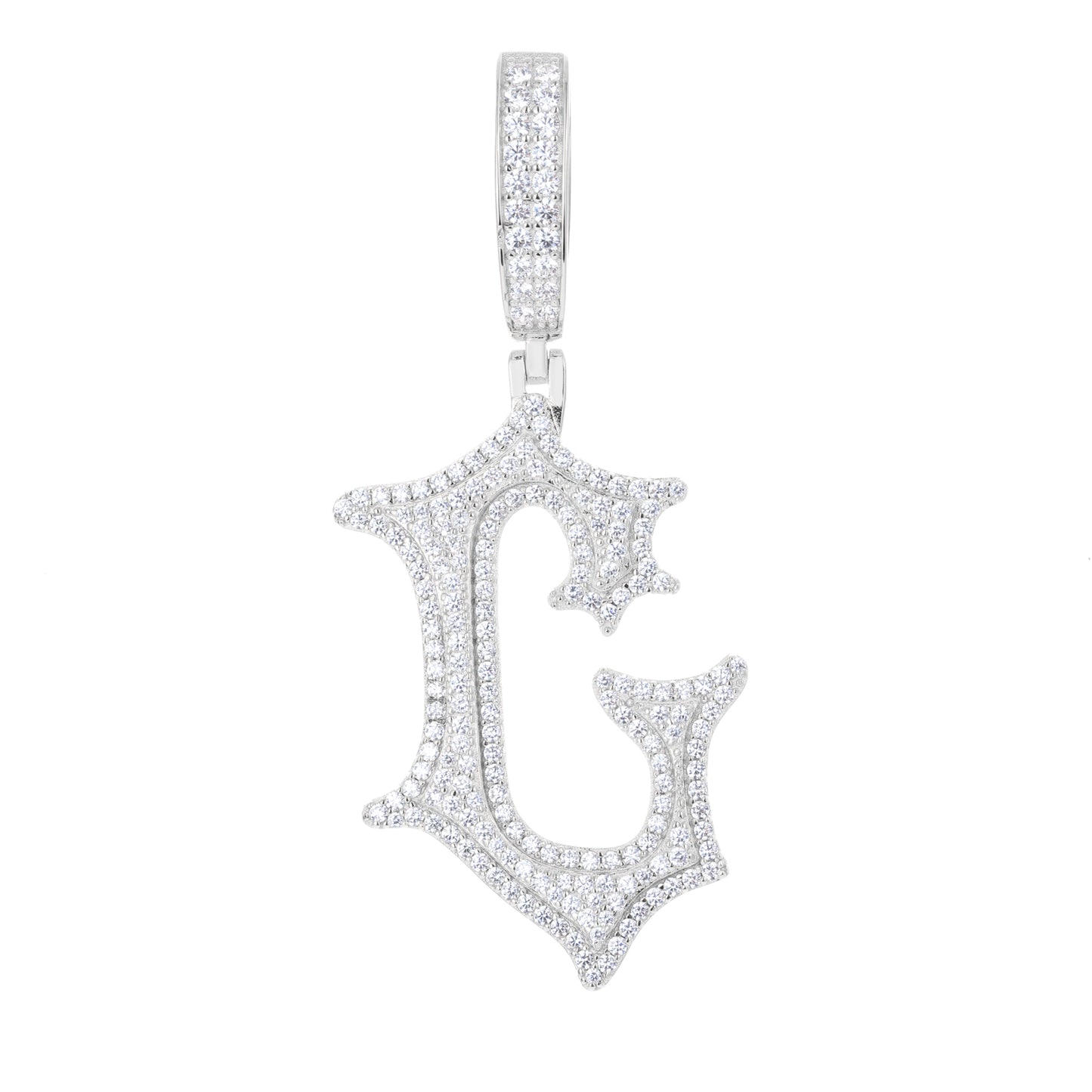 925 Silver Moissanite Drip Style A to Z Initial Letter Pendant TQP0590
