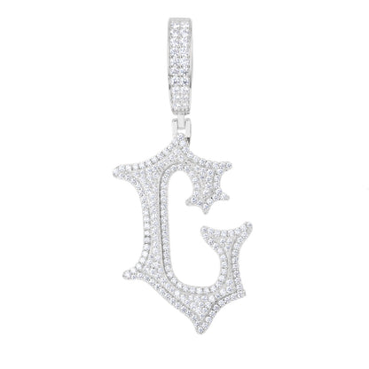 925 Silver Moissanite Drip Style A to Z Initial Letter Pendant TQP0590