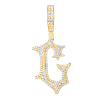 925 Silver Moissanite Drip Style A to Z Initial Letter Pendant TQP0590