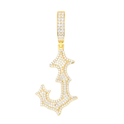 925 Silver Moissanite Drip Style A to Z Initial Letter Pendant TQP0590