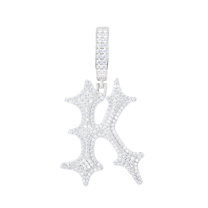 925 Silver Moissanite Drip Style A to Z Initial Letter Pendant TQP0590