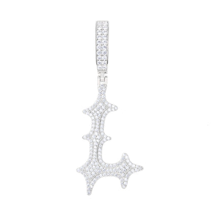 925 Silver Moissanite Drip Style A to Z Initial Letter Pendant TQP0590