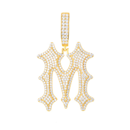 925 Silver Moissanite Drip Style A to Z Initial Letter Pendant TQP0590