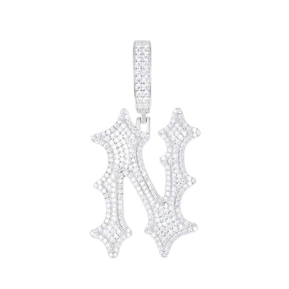 925 Silver Moissanite Drip Style A to Z Initial Letter Pendant TQP0590
