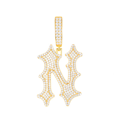925 Silver Moissanite Drip Style A to Z Initial Letter Pendant TQP0590