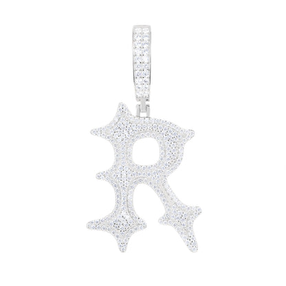 925 Silver Moissanite Drip Style A to Z Initial Letter Pendant TQP0590