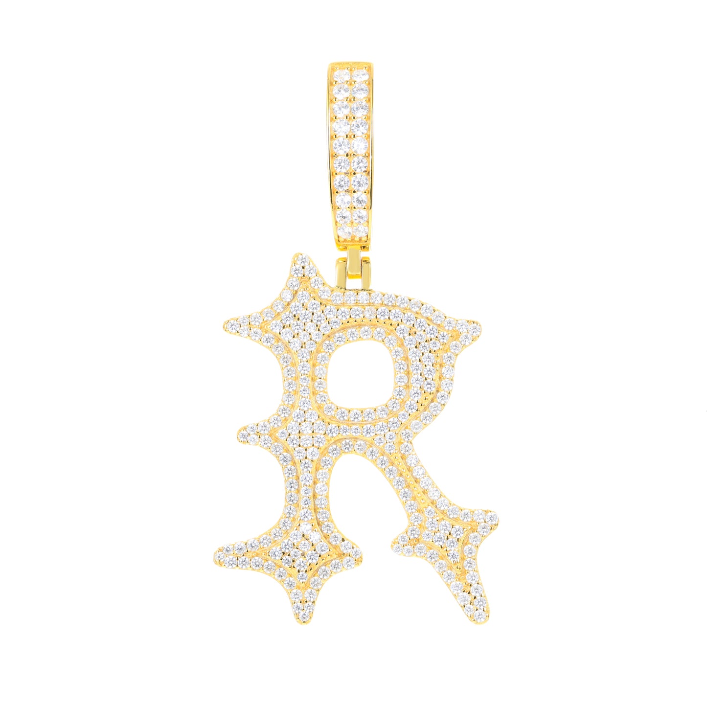 925 Silver Moissanite Drip Style A to Z Initial Letter Pendant TQP0590