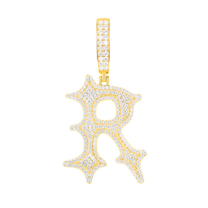 925 Silver Moissanite Drip Style A to Z Initial Letter Pendant TQP0590