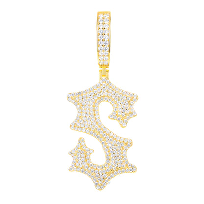 925 Silver Moissanite Drip Style A to Z Initial Letter Pendant TQP0590