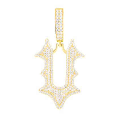 925 Silver Moissanite Drip Style A to Z Initial Letter Pendant TQP0590