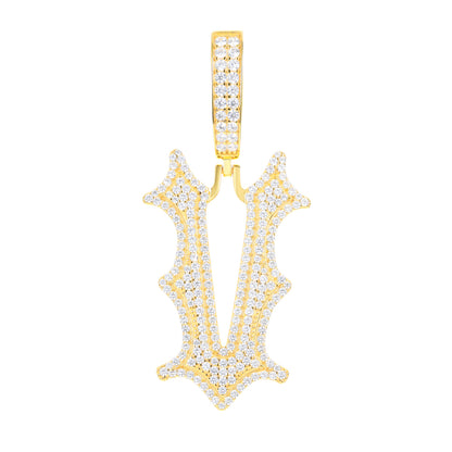 925 Silver Moissanite Drip Style A to Z Initial Letter Pendant TQP0590