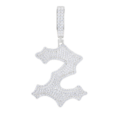 925 Silver Moissanite Drip Style A to Z Initial Letter Pendant TQP0590
