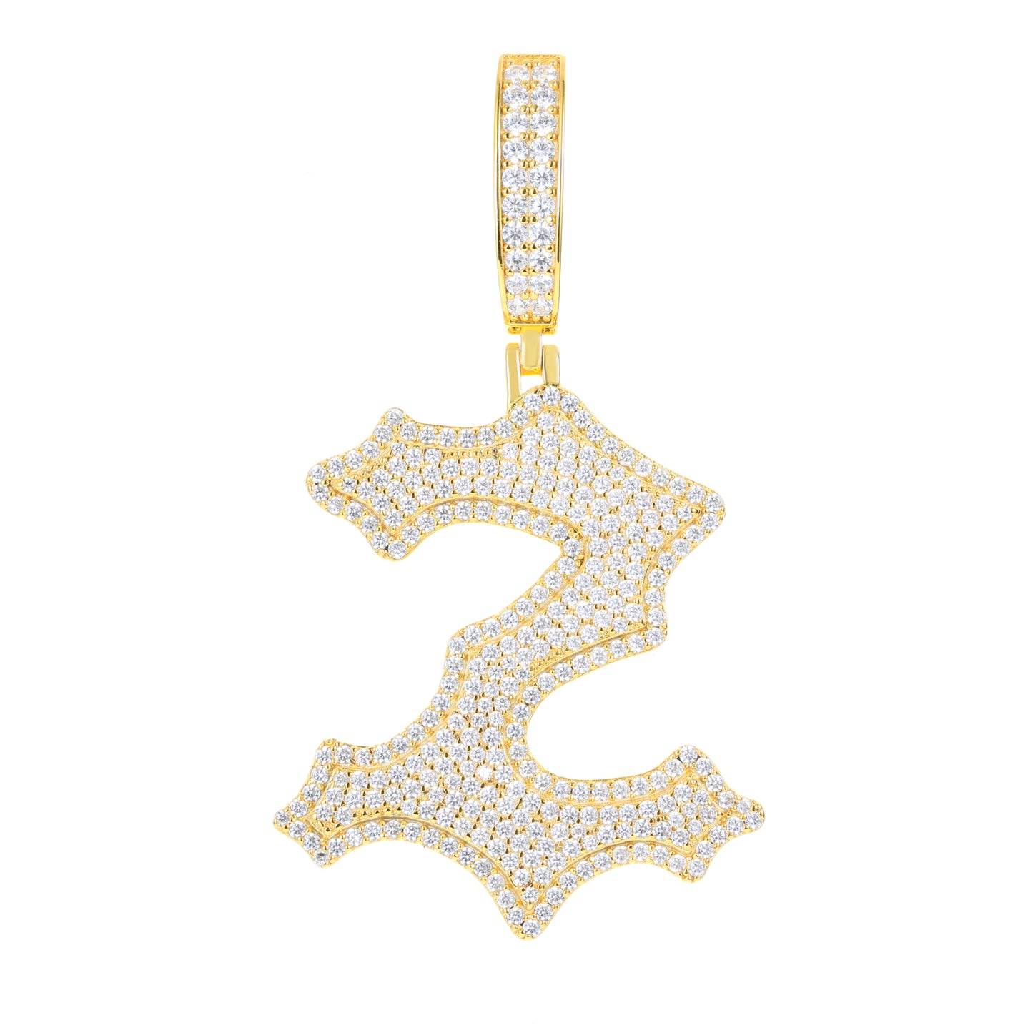 925 Silver Moissanite Drip Style A to Z Initial Letter Pendant TQP0590