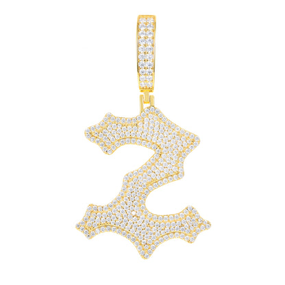925 Silver Moissanite Drip Style A to Z Initial Letter Pendant TQP0590