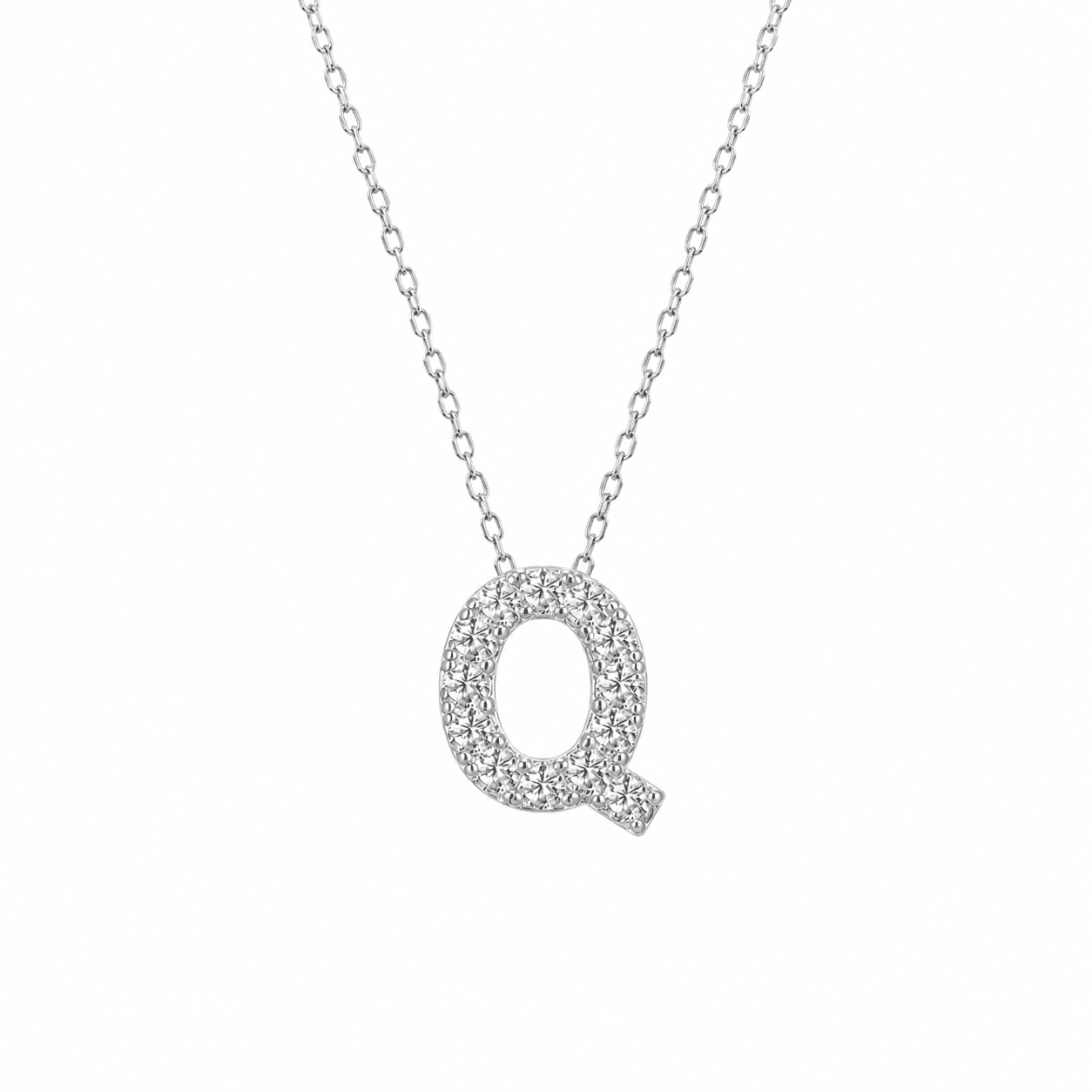 Petite Moissanite Initial Necklace A to Z TQP0398