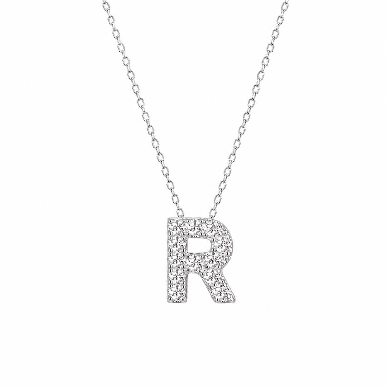 Petite Moissanite Initial Necklace A to Z TQP0398