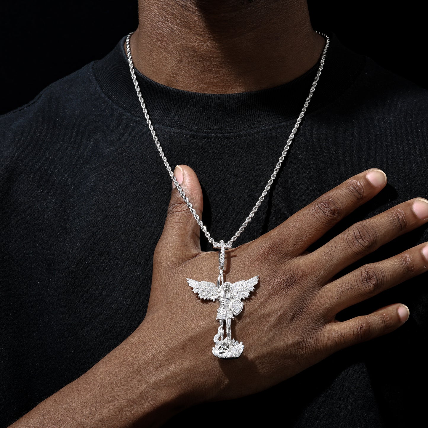 925 Silver Moissanite Warrior Angel Pendant TQP0531