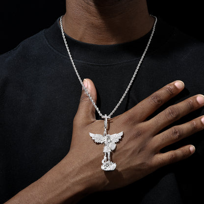 925 Silver Moissanite Warrior Angel Pendant TQP0531