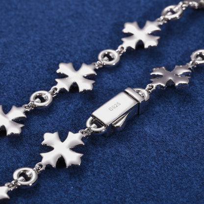 925 Silver Moissanite Cross Charm Link Bracelet for Men TQB0187