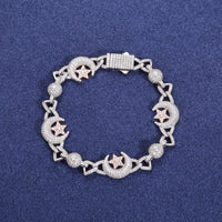 925 Silver Moissanite Crescent Moon Star Link Bracelet TQB0241
