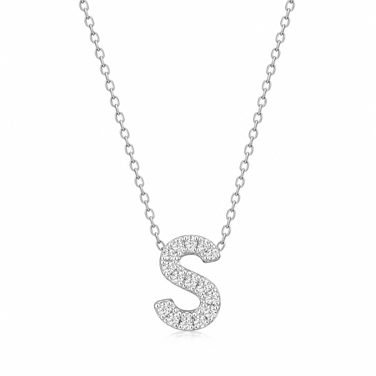 Petite Moissanite Initial Necklace A to Z TQP0398