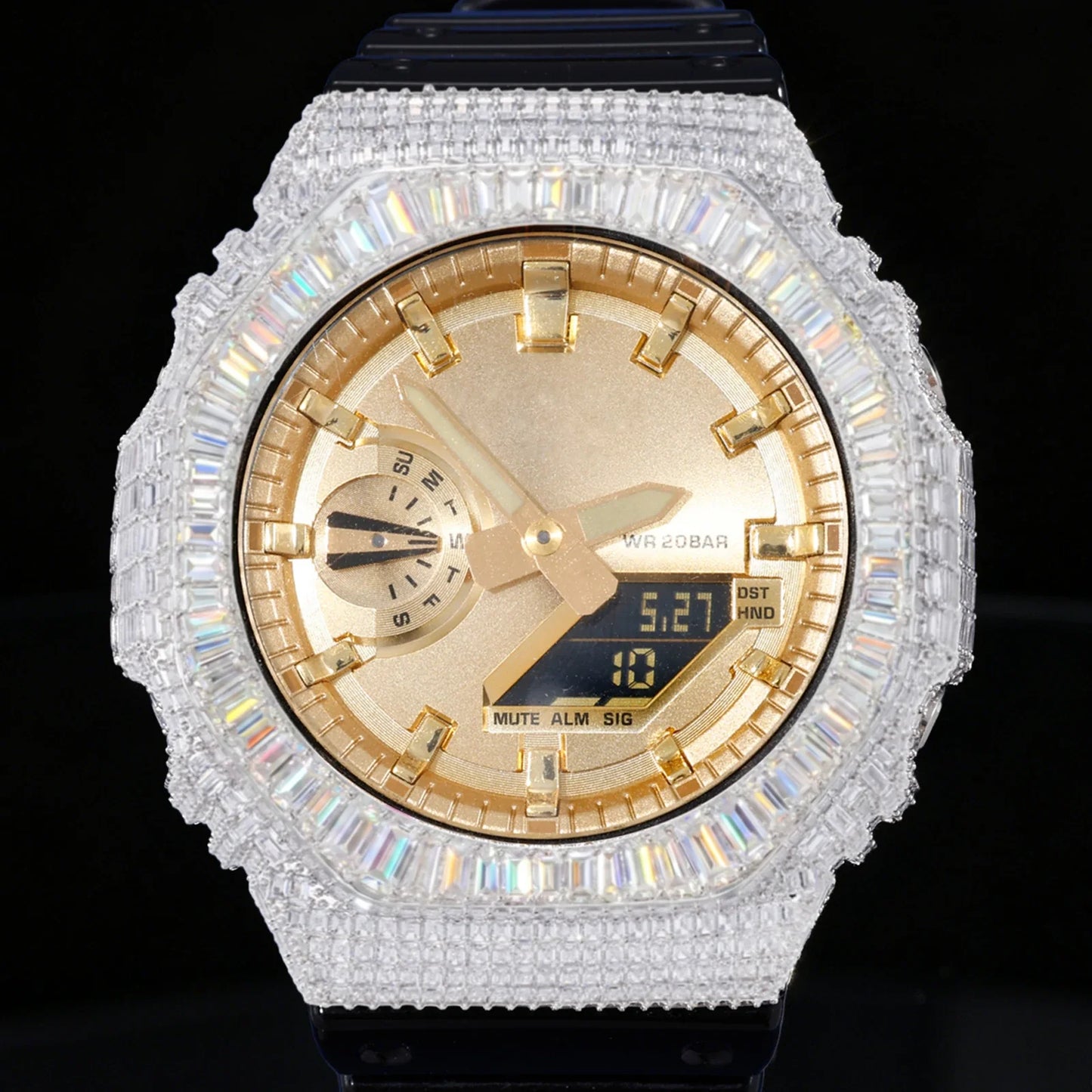 Hip Hop Moissanite Baguette Halo Bezel Case for GA2100 TQW0019