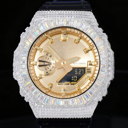 Hip Hop Moissanite Baguette Halo Bezel Case for GA2100 TQW0019