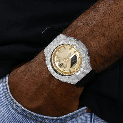 Hip Hop Moissanite Baguette Halo Bezel Case for GA2100 TQW0019