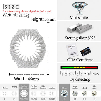 Bear Claw Iced Out Moissanite Silver Watch Case for GA2100 TQW0039