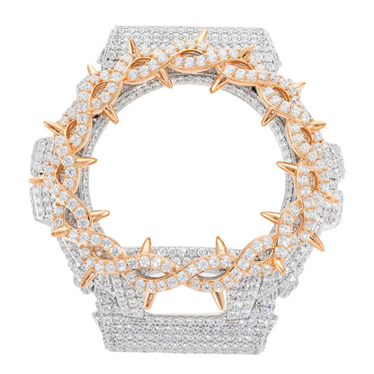 Barbed Wire Iced Out Moissanite 925 Silver Watch Case for DW6900 TQW0037