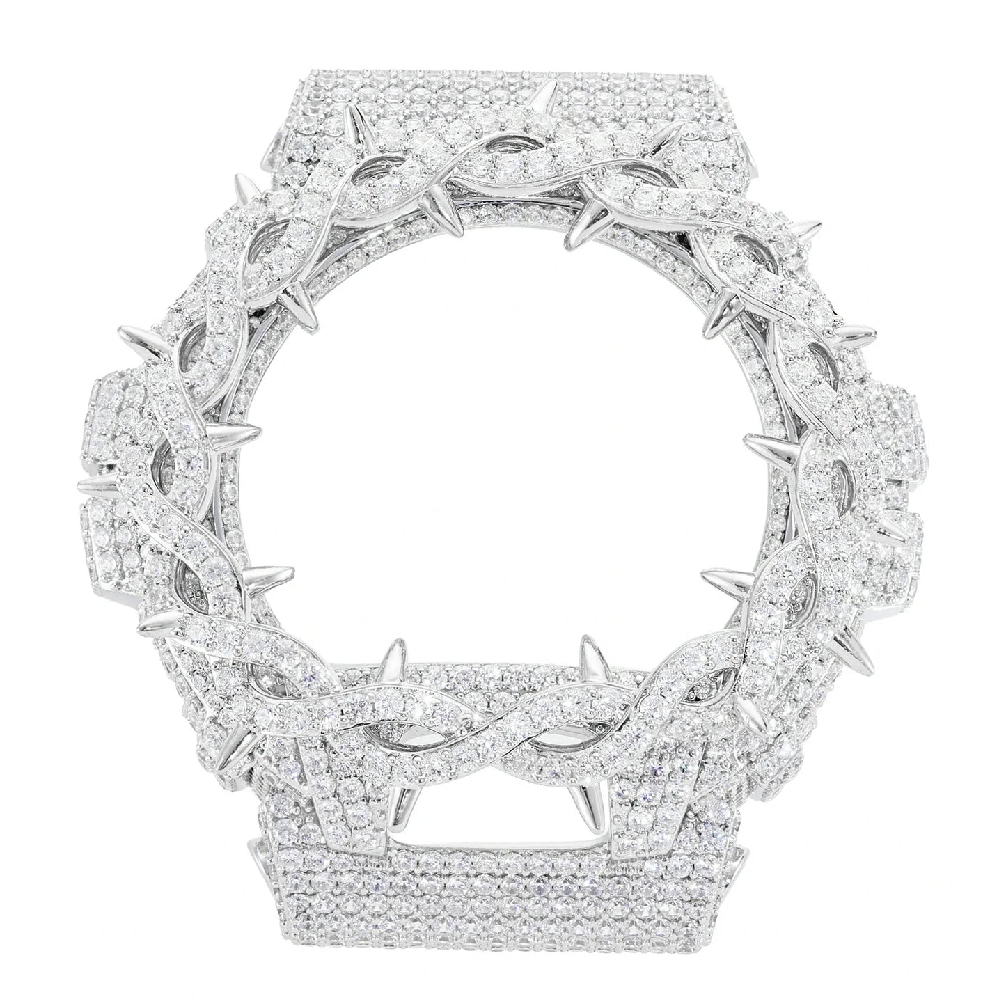 Barbed Wire Iced Out Moissanite 925 Silver Watch Case for DW6900 TQW0037